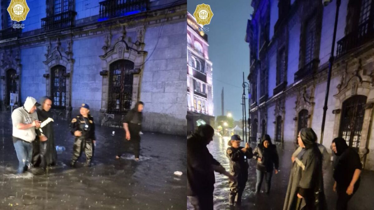 Bajo 30 centímetros de agua: así quedó el Zócalo tras el aguacero más fuerte del año