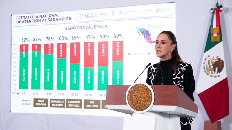 Claudia Sheinbaum llama a calma ante brote de sarampión