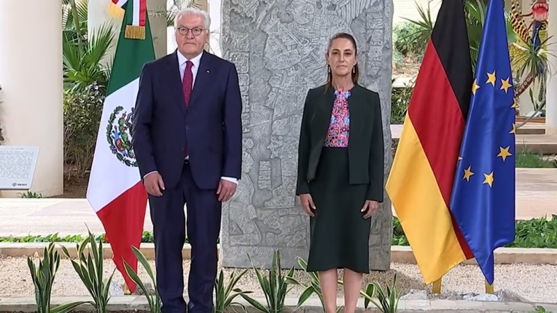 Sheinbaum recibe a presidente de Alemania en visita oficial en Cancún