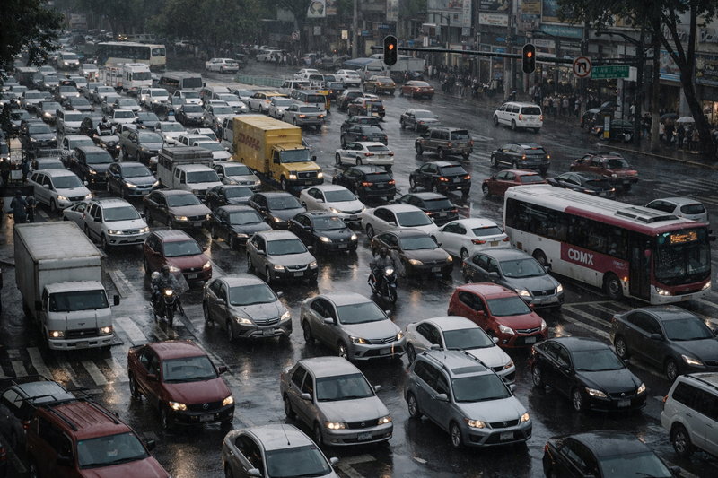 Lluvias y 16 marchas colapsan vialidades y nueve líneas del Metro CDMX
