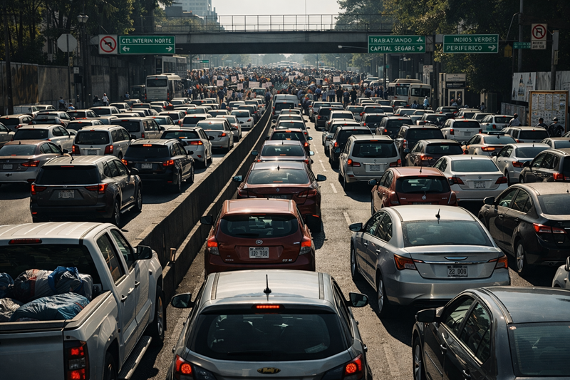 Bloqueos en Circuito Interior colapsan movilidad; Metro CDMX opera con normalidad